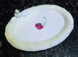 Lenox Poppies On Blue Barnyard Chick 15" Oval Serving Platter Chicken #6084628 - Picture 1 of 4