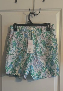 Neu mit Etikett Lilly Pulitzer Aldora Leinenshorts Resort weiß Blumendruck Größe 0  - Bild 1 von 8