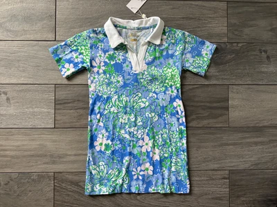 LILLY PULITZER GIRLS ALDEN DRESS, SUNWASHED BLUE, PLUMES IN BLOOM, NWT, S (4-5) - Image 1 of 2