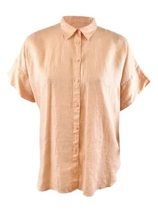 Lauren Ralph Lauren Women's Linen Short-sleeve Shirt (XXL, Pale Pink) - Picture 1 of 3