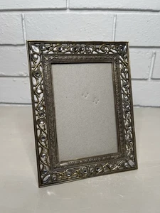 VTG Brass Rhinestone Standing Picture Photo Frame Ornate Hollywood Regency Style - Picture 1 of 15