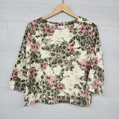 LO ÚLTIMO ALGODÓN Colorido Mezcla de Lino Manga 3/4 Camiseta Mujer Talla Mediana  Foto 1 de 4