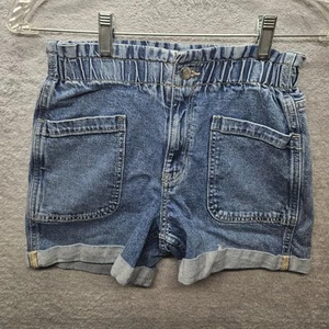 GAP Kids Sz 12 Relaxed Denim Shorts Whit Pockets Elastic Waist Medium Wash Blue - Picture 1 of 10