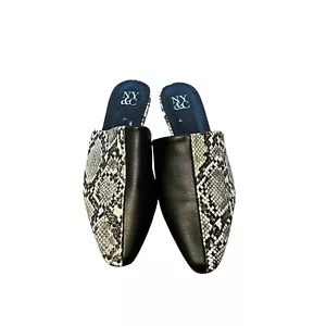 NY&C Damenschuhe Größe 7,5 schwarz-mehrfarbig Tiermotiv Pantoletten Slipper - Bild 1 von 4
