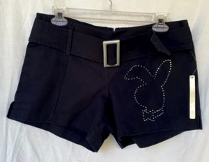 ZOEY BETH..JET BLACK..STRETCH..SHORTS..SEXY RHINESTONE BUNNY..NWT..WOMEN MED - Picture 1 of 2