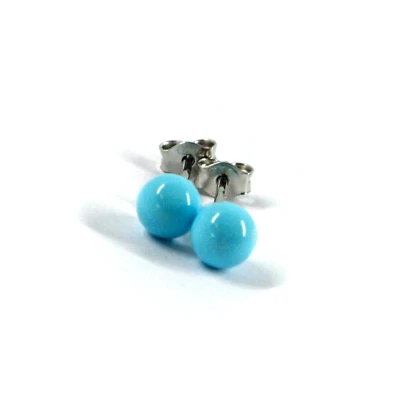 Pendientes Oro Amarillo O Blanco, 18K, A Lobo, Esfera Pasta De Turquesa De 5MM - Imagen 1 de 4