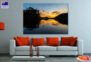 Impresión en lienzo Puesta de sol con vista sobre la silueta decoración del hogar sin marco - Imagen 1 de 5