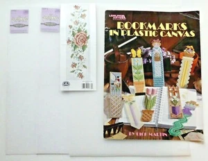 Lot Of 4: Size 10 Plastic Canvas Sheets 10.5"x13.5"=3 pieces & Bookmark Patterns - Picture 1 of 10