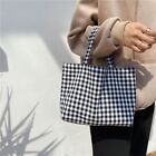 Cotton Tote Bags Japanese Style Plaid Handbag Reusable Lunch Bag  Kids