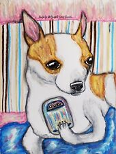 Chihuahua Mirror Selfie dog art print modern pattern 5x7 gift by Artist KSams