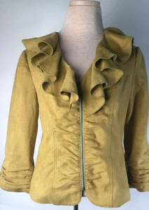 Donna Degnan Women's Jacket Faux Suede Green Size 2 - Picture 1 of 5