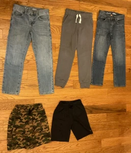 Lot of 5 Youth Size BOY'S Size 7 Pants Distressed Sweat's Jeans Army Shorts Play - Picture 1 of 22