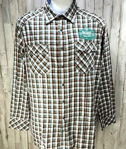 Rocawear Classic Men's Multicolor Brown Plaid Long Sleeve Button Up Shirt Sz 2XL - Picture 1 of 11