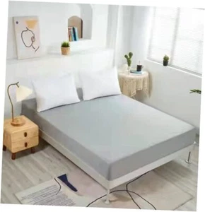 Fitted Sheet-Deep Pockets-Soft Microfiber-Easy Care-Shrinkage Queen Light Grey - Picture 1 of 7