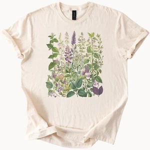Herb Garden Tee Botanical Flowers Shirt Plant Lover Top - Picture 1 of 6