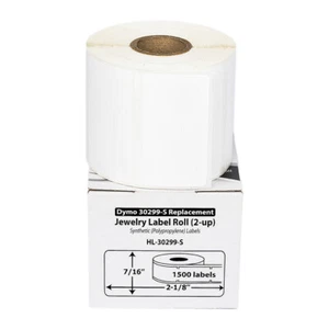 DYMO LW 30299-S SYNTHETIC POLYPROPYLENE Barbell Jewelry Labels (100) Rolls/ 1500 - Picture 1 of 8