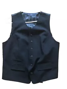 Ben Sherman Suit Vest Men Black 6 Button Pockets Lined Preppy Waistcoat - Picture 1 of 10