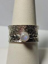 New Artisan crafted sterling silver Moonstone cabochon spinner ring sz 8