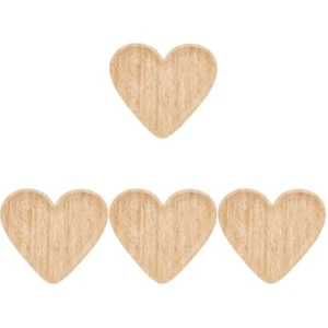 4 Pieces Heart Shaped Wooden Pallet Multipurpose Plate Kitchen Tableware - Picture 1 of 12
