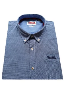 Rara Camisa Lonsdale con Botones Mangas Cortas Azul Blanco Rojo Puntada Calce Ajustado - Imagen 1 de 7