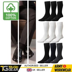 3 x Mens Ribbed 100% Cotton "BIG FOOT" Soft Top Elastic Socks UK 6-11, 11-14 - Picture 1 of 4