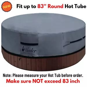 83" Round Hot Tub Pool Spa Cover Cap Heavy Duty UV Sun Protector Water Resistant - Picture 1 of 8