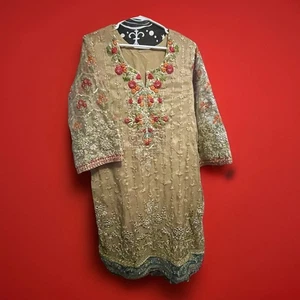 Salwar Kameez Party festliches Kleid nur - schöne Stickerei Perlen detailliert - Bild 1 von 11