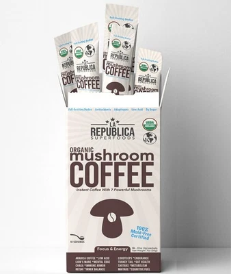 ¡Nuevo! Paquete de 10 cajas de café con setas La República (cuerpos completos de fruta melena de león) Foto 1 de 4