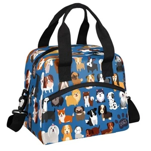 Cute Animal Dogs Insulated Lunch Bag for Women Men Reusable Lunch Box Cooler ... - Picture 1 of 7
