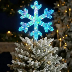 9.84" Prismatic Iridescent Snowflake Tree Topper with LED Lights Christmas Tr... - Picture 1 of 7