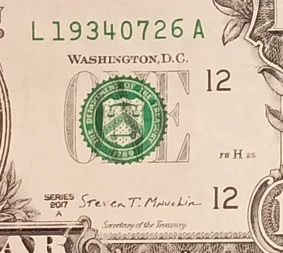 July 26 1934 $1 Birthday Note Fancy Serial Number One Dollar Bill 2017A Note - Image 1 of 3