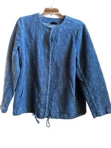 Pure Jill Women's Indigo Riverwash Blue Snap Button Jacket Size Petite Medium - Picture 1 of 8