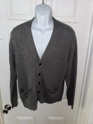 Cárdigan John Blair Abuelo Suéter Para Hombres De Gran Tamaño Mediano Gris Tejido con Cable K Foto 1 de 4