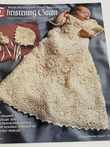 Irish Roses Christening Gown Crochet Pattern 0-6 Months Pages from Magazine - Picture 1 of 3