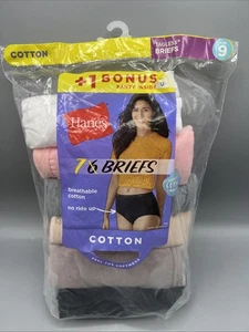 Hanes Women's No Ride Up Cotton Brief 7-Pack Size 9 Multi Color Tagless Panties - Picture 1 of 8