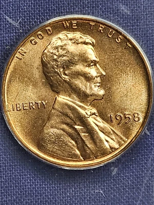 ANACS MS67 RD 1958 Lincoln Wheat Cent Red - Image 1 of 4