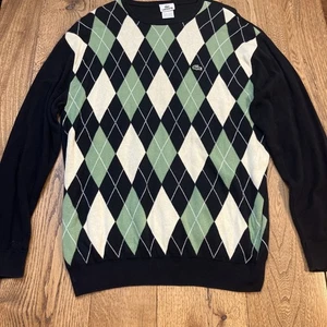 LACOSTE Men's Crew Neck Sweater 100% Cotton Argyle, Size 6 US L TALL - Picture 1 of 9