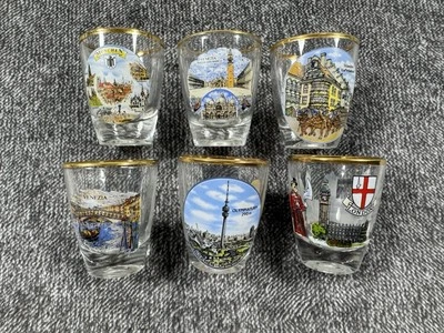 Juego de 6 vasos de chupito de oro de recuerdo vintage Alemania Munich “Munchen” Londres Foto 1 de 4