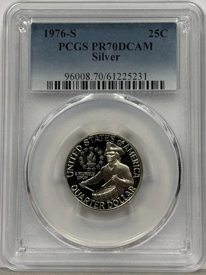 Cuarto de dólar Washington 1976-S graduación profesional PR70 DCAM plata prueba bicentenario Foto 1 de 2