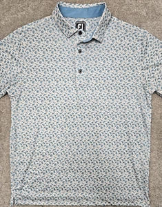 footjoy golf shirt large mens *athletic fit Lisle Deco** blue white short sleeve - Picture 1 of 12