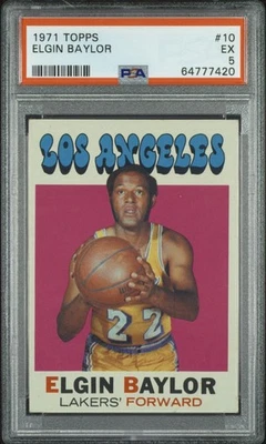 Baloncesto Topps 1971-72 #10 Elgin Baylor PSA 5 EX Los Angeles Lakers Salón de la fama Foto 1 de 3