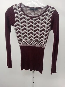 Energie Sweater Girls Juniors Small Brown Knit Pullover Aztec Preppy Casual  - Picture 1 of 8