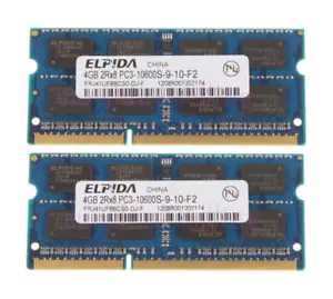 Elpida 8GB 2X 4GB 4 G PC3-10600S DDR3 1333MHz 204PIN SODIMM Laptop Memory RAM %g - Picture 1 of 12