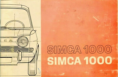 SIMCA 1000 CRYSLER MANUALE D’USO E MANUTENZIONE SIMCA 1000 CRYSLER  - Immagine 1 di 4