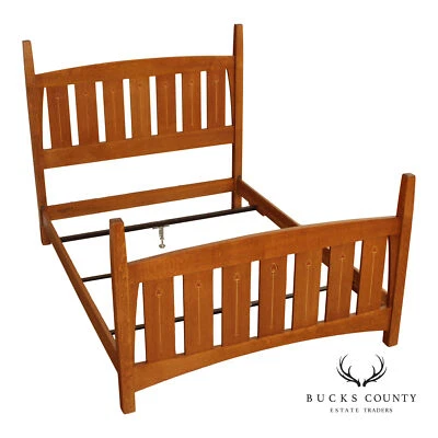 Stickley Mission Collection Harvey Ellis Inlaid Oak Queen Bed - Image 1 of 4