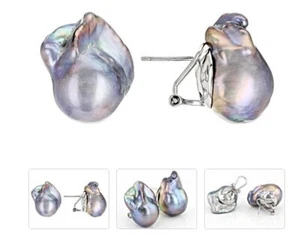 Ohrringe Platin Süßwasserzuchtperlen Rhodium über Sterlingsilber - Bild 1 von 2