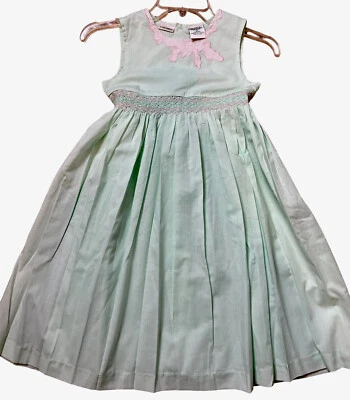 Vestido Laura Ashley Teniente Verde Calado 100% Algodón Talla 6X Foto 1 de 4