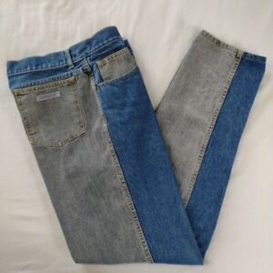 Vintage Jordache Jeans Two Tone Color Block Blue Gray Men's 34L (32x34) 80s 90s