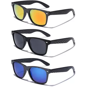Kohlefaser Rahmen Druck Retro Vintage Quadrat Sonnenbrille Herren Verspiegelte Gläser Neu - Bild 1 von 6