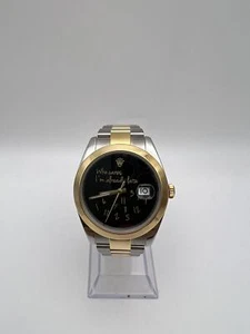 Rolex Datejust 41 126303 18K Custom Who Cares I'm Already Late Black Dial Watch - Picture 1 of 13